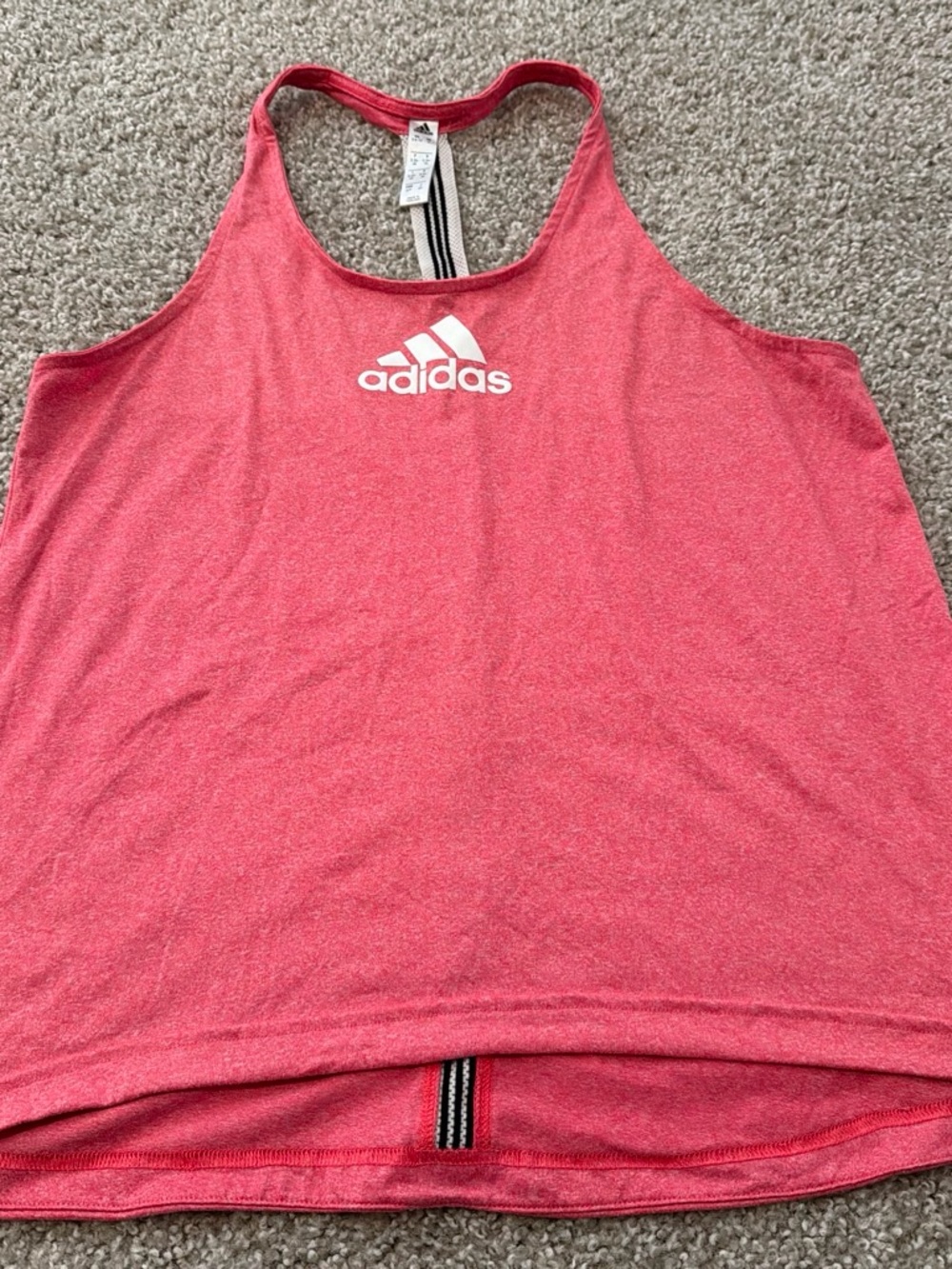adidas Pink Tank with White and Black Striped Racerback